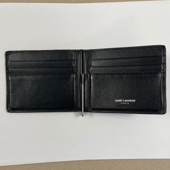 Saint Laurent Preowned Black Leather Bi-Fold Card Case Wallet with Money Clip - Picture 3 of 9
